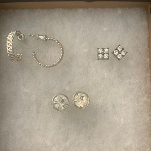 3 Pairs of Silver earrings